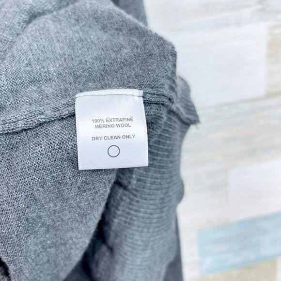 Jack Stone Thomas Dean Extra Fine Merino Wool 1/4 Zip Sweater Gray Mens Large - Picture 6 of 6